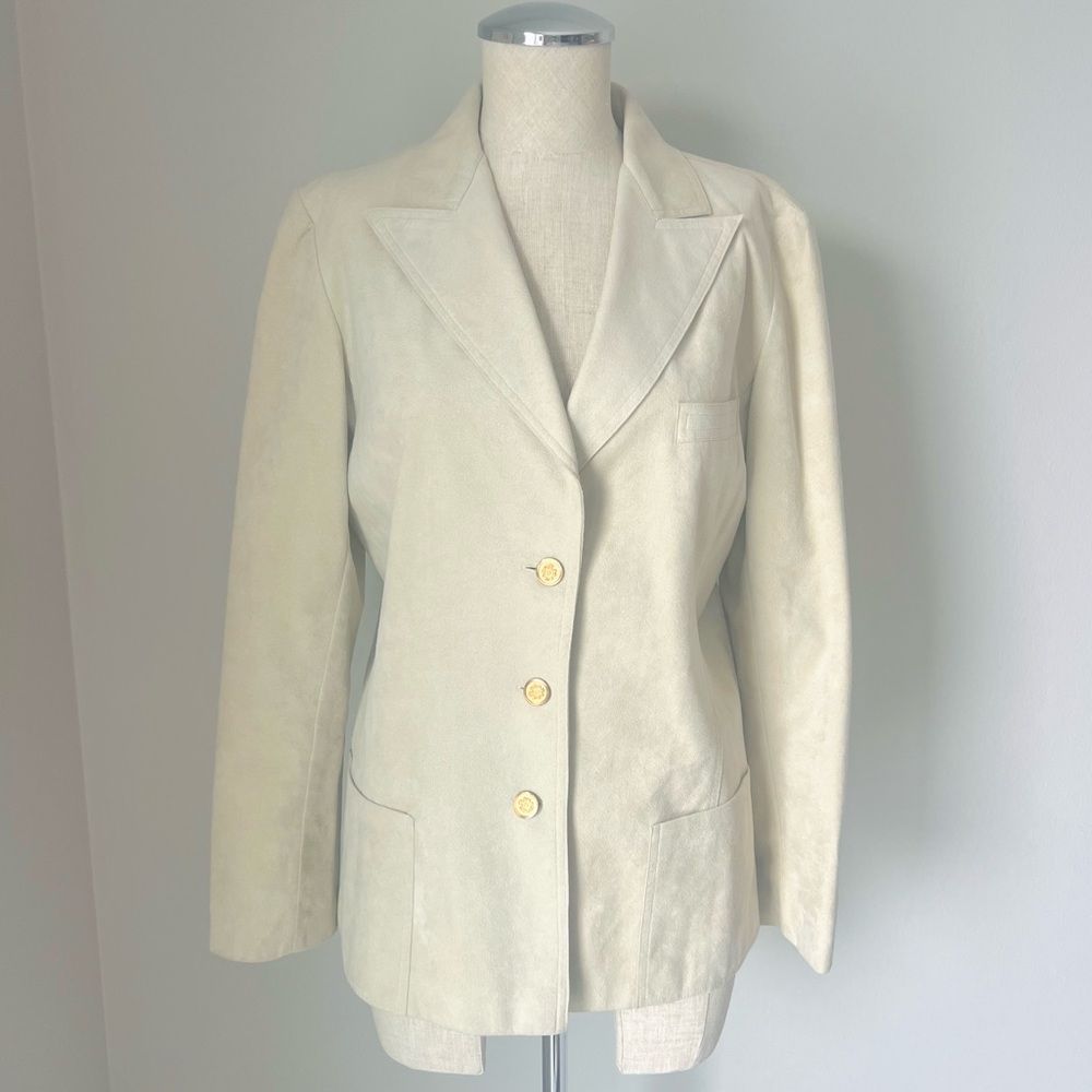 Vintage 1970s / 80s Abe Schrader Cream Suede Suit - image 4